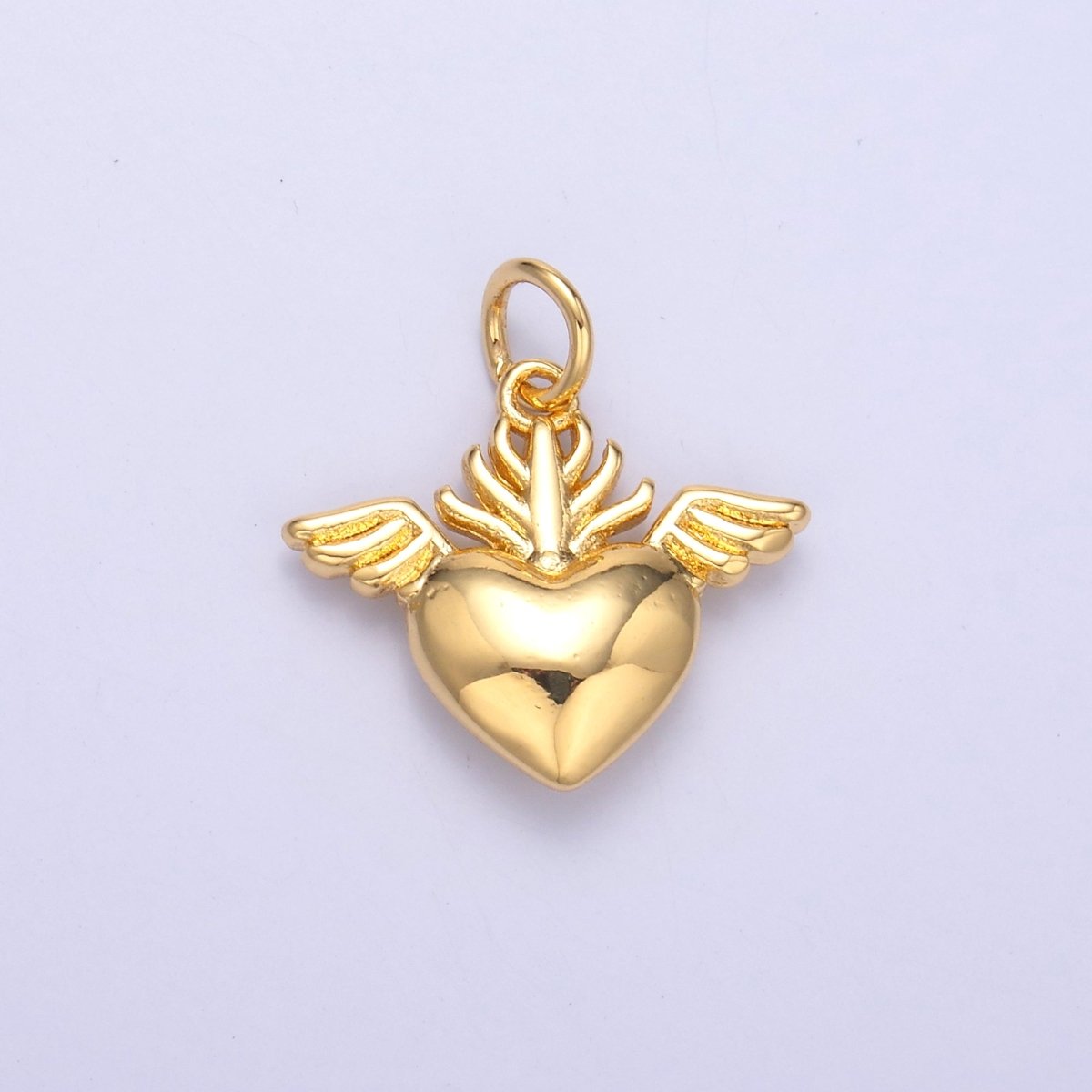 24K Gold Filled Minimalist Sacred Heart Charm in Gold &amp; Silver | N008