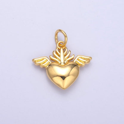 24K Gold Filled Minimalist Sacred Heart Charm in Gold &amp; Silver | N008