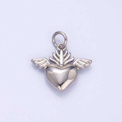 24K Gold Filled Minimalist Sacred Heart Charm in Gold &amp; Silver | N008