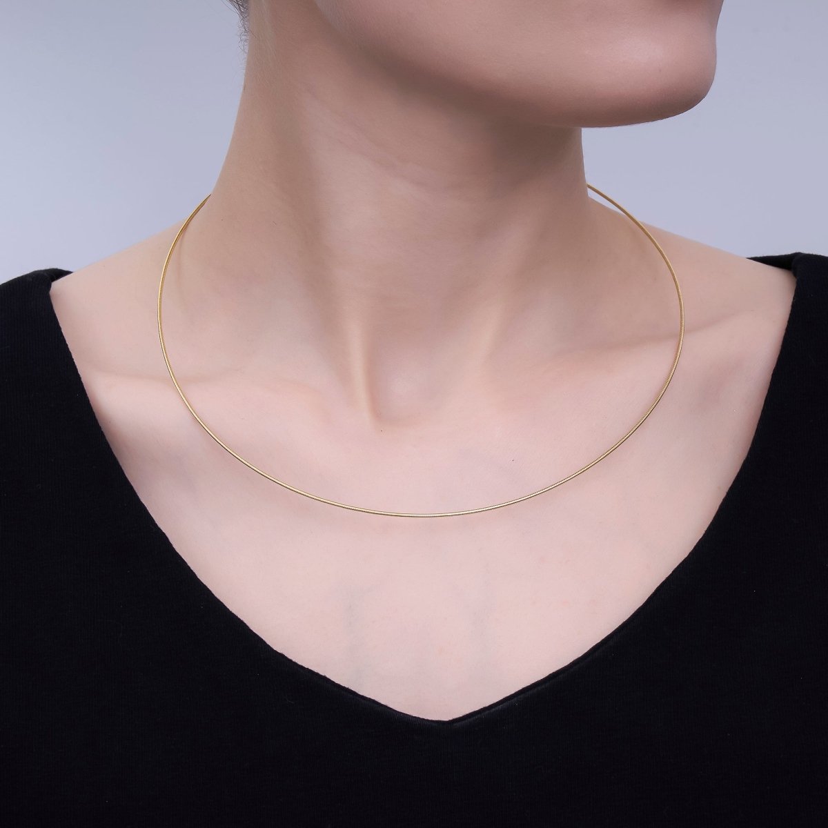 24K Gold Filled Minimalist Snake Chain Collar Necklace | WA-03136
