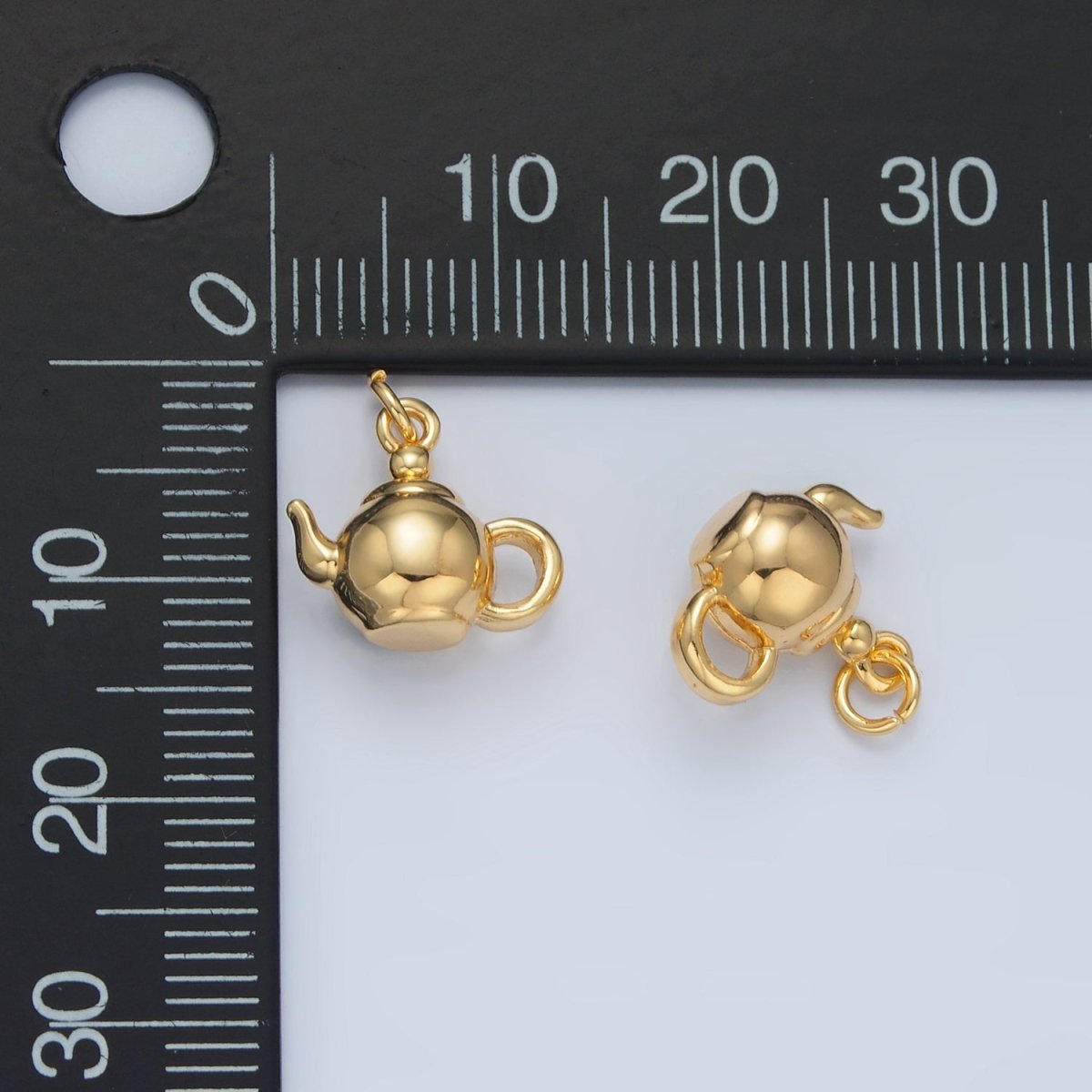 24K Gold Filled Minimalist Tea Pot Drink Mini Multidimensional Charm | AG591
