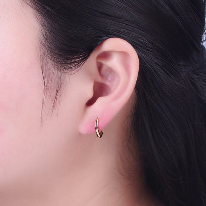 24K Gold Filled Minimalist Teardrop Huggie Hoops Earrings P-399