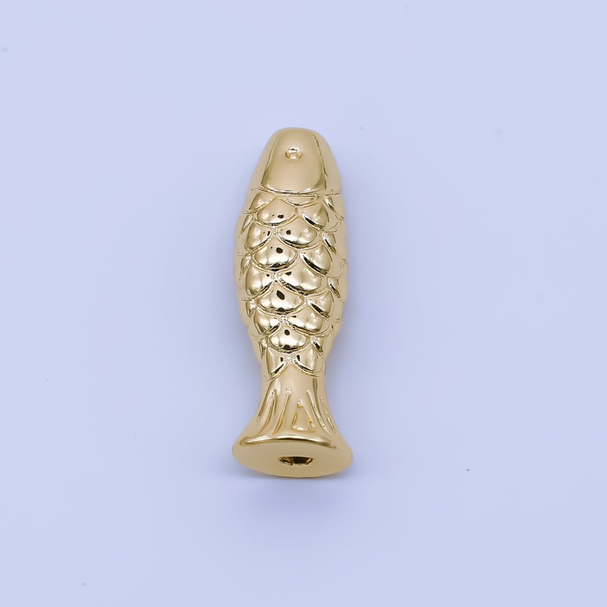 24K Gold Filled Minimalist Textured Fish Beach Bead | B485