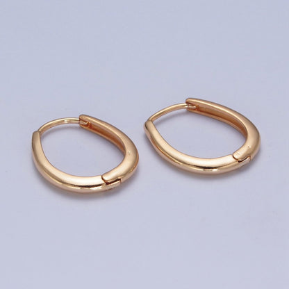 24K Gold Filled Minimalist Thin U Shaped Huggie Hoops Earrings P-305