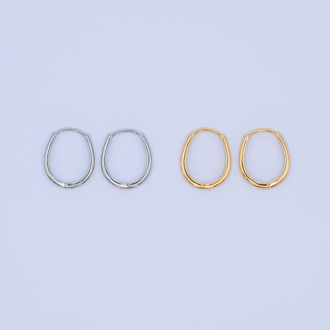 24K Gold Filled Minimalist Thin U Shaped Huggie Hoops Earrings P-305