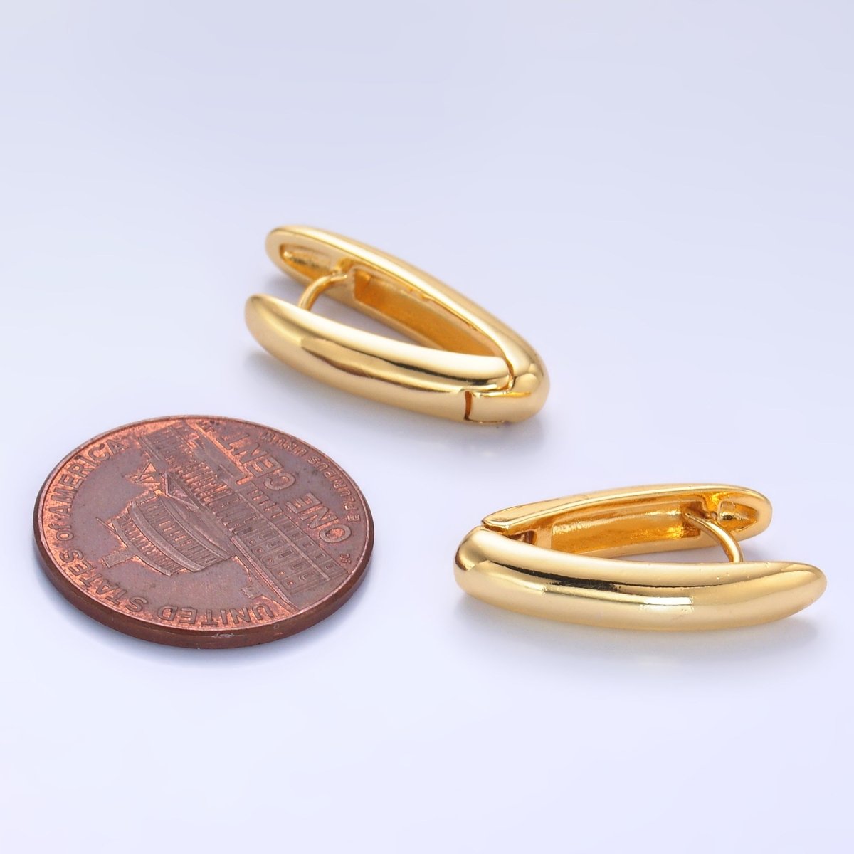 24K Gold Filled Minimalist V-Shaped Hoop Earrings in Gold &amp; Silver | AB681 AB682