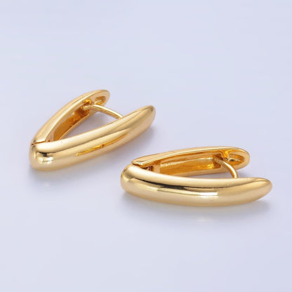 24K Gold Filled Minimalist V-Shaped Hoop Earrings in Gold &amp; Silver | AB681 AB682