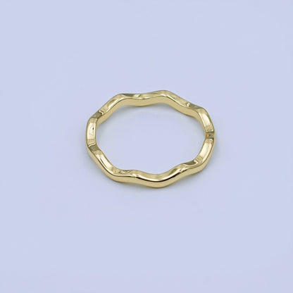 24K Gold Filled Minimalist Wave Band Ring | O850