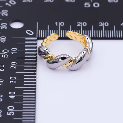 24K Gold Filled Mixed Metal Croissant Flat Ring | O998