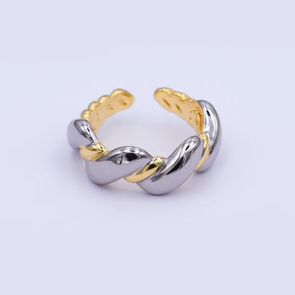24K Gold Filled Mixed Metal Croissant Flat Ring | O998