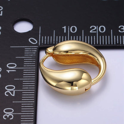 24K Gold Filled Molten Drop Hoop Earrings | Q104