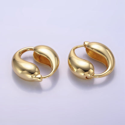 24K Gold Filled Molten Drop Hoop Earrings | Q104