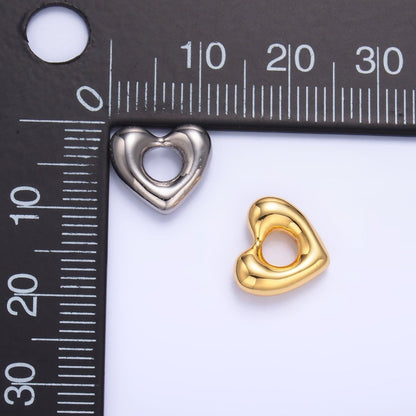 24K Gold Filled 11.5mm Minimalist Molten Heart Bead in Gold &amp; Silver | B207