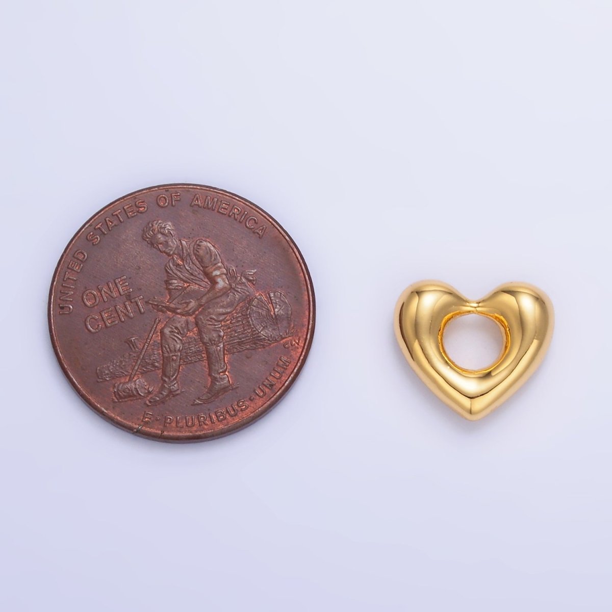 24K Gold Filled 11.5mm Minimalist Molten Heart Bead in Gold &amp; Silver | B207