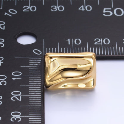 24K Gold Filled Molten Rectangular Stud Earrings in Gold &amp; Silver | AB794 AB795