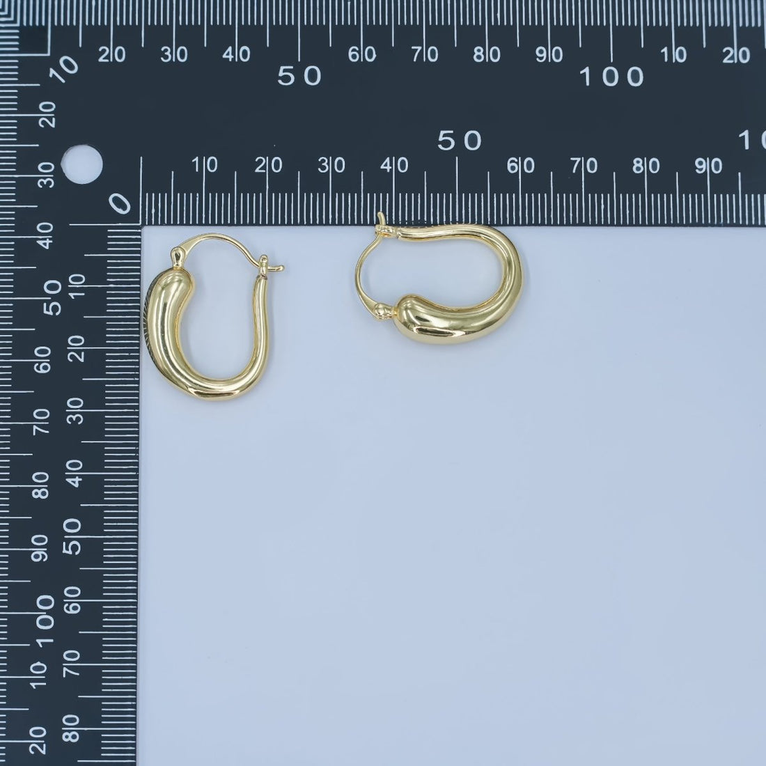 24K Gold Filled Molten U-Shaped Latch Hoop Earrings | AD1207