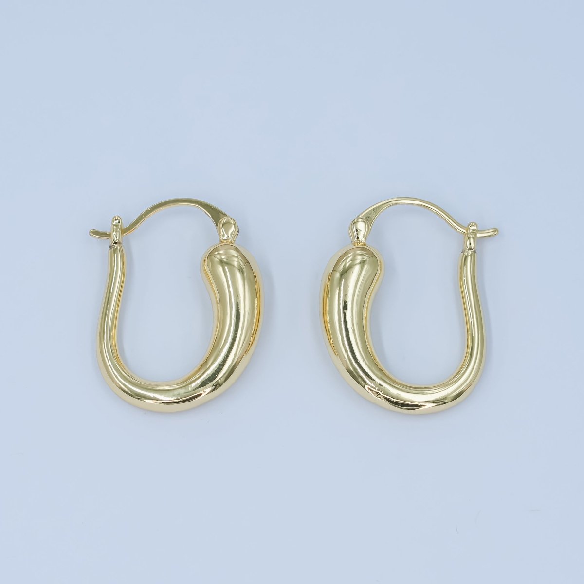 24K Gold Filled Molten U-Shaped Latch Hoop Earrings | AD1207
