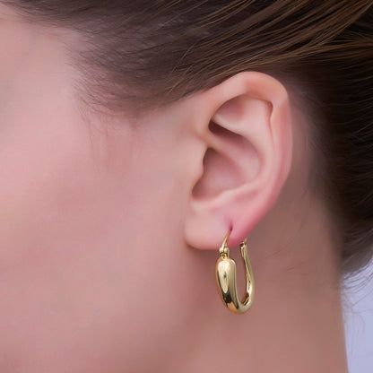 24K Gold Filled Molten U-Shaped Latch Hoop Earrings | AD1207
