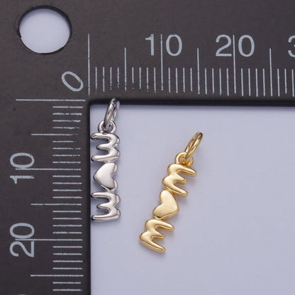 24K Gold Filled "MOM" Heart Script Charm in Gold &amp; Silver | W789