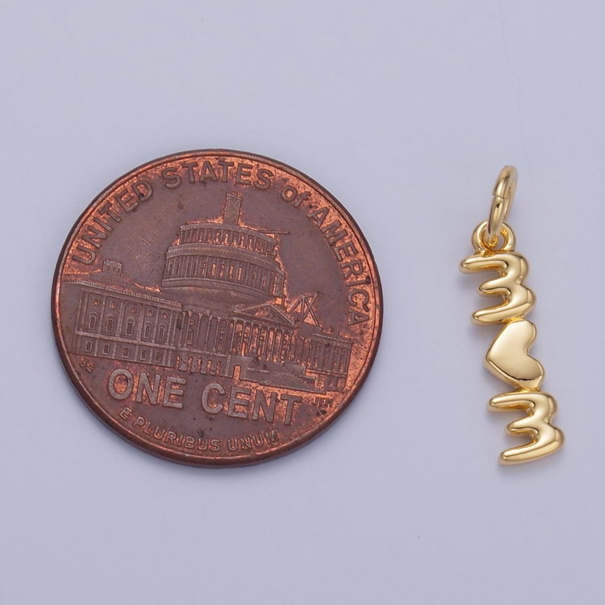 24K Gold Filled "MOM" Heart Script Charm in Gold &amp; Silver | W789