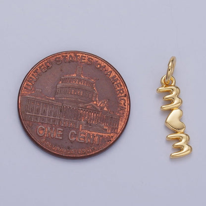 24K Gold Filled "MOM" Heart Script Charm in Gold &amp; Silver | W789