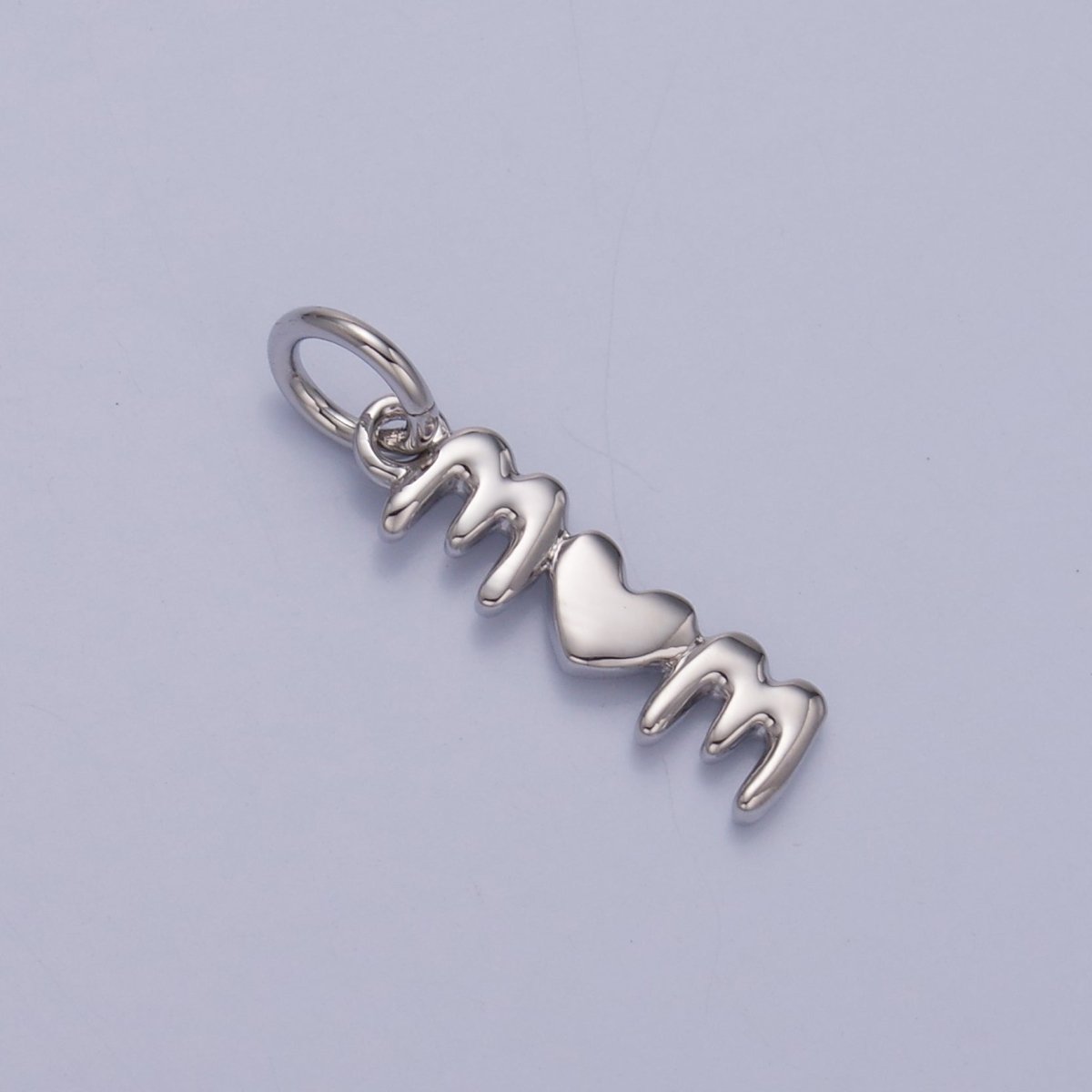 24K Gold Filled "MOM" Heart Script Charm in Gold &amp; Silver | W789