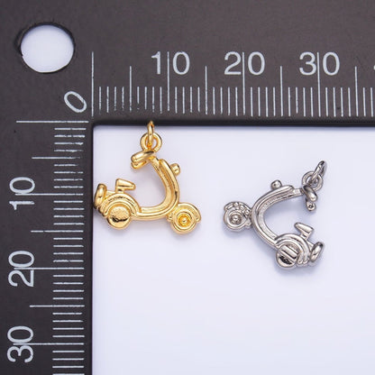 24K Gold Filled 13mm Motorcycle Scooter Bike Vehicle Multidimensional 3D Charm in Gold &amp; Silver | W315