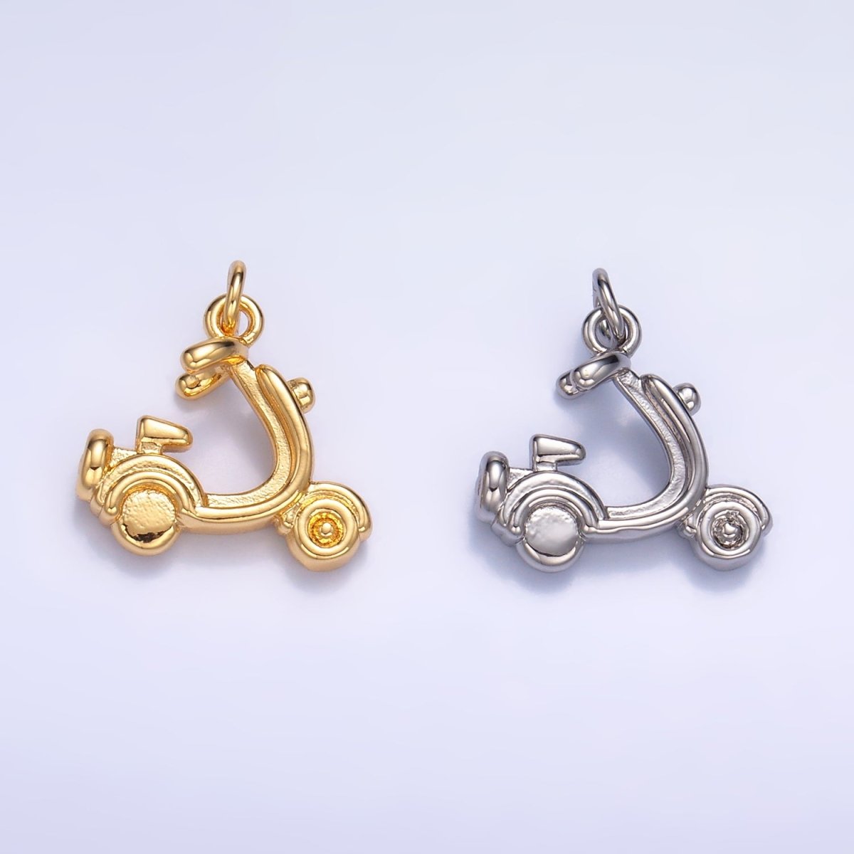 24K Gold Filled 13mm Motorcycle Scooter Bike Vehicle Multidimensional 3D Charm in Gold &amp; Silver | W315