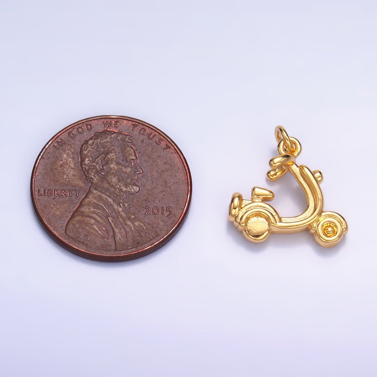 24K Gold Filled 13mm Motorcycle Scooter Bike Vehicle Multidimensional 3D Charm in Gold &amp; Silver | W315