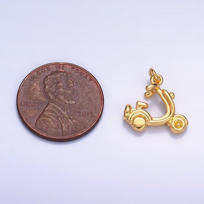24K Gold Filled 13mm Motorcycle Scooter Bike Vehicle Multidimensional 3D Charm in Gold &amp; Silver | W315