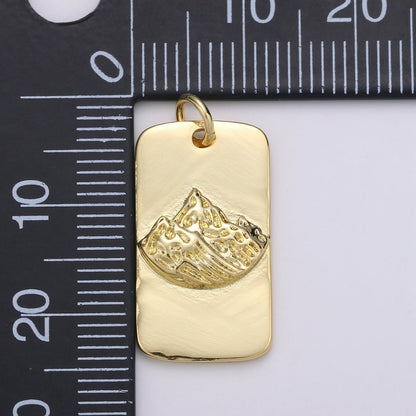 24K Gold Filled Mountain Rectangle Charm E-009