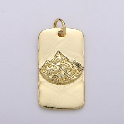 24K Gold Filled Mountain Rectangle Charm E-009