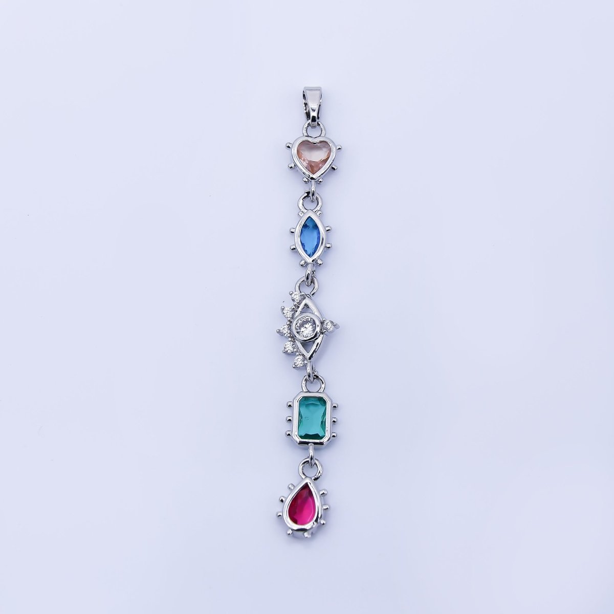 24K Gold Filled Multi Color Shape CZ Drop Charm Pendant Heart, Marquise &amp; Teardrop Design in Gold or Silver AA1673