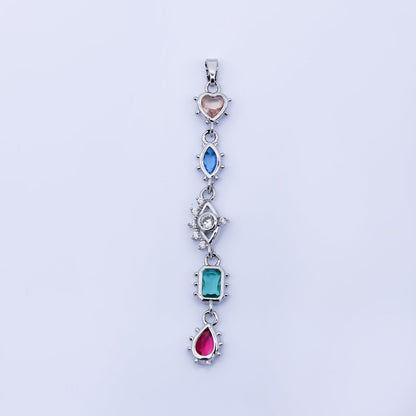 24K Gold Filled Multi Color Shape CZ Drop Charm Pendant Heart, Marquise &amp; Teardrop Design in Gold or Silver AA1673