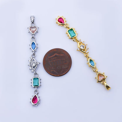 24K Gold Filled Multi Color Shape CZ Drop Charm Pendant Heart, Marquise &amp; Teardrop Design in Gold or Silver AA1673