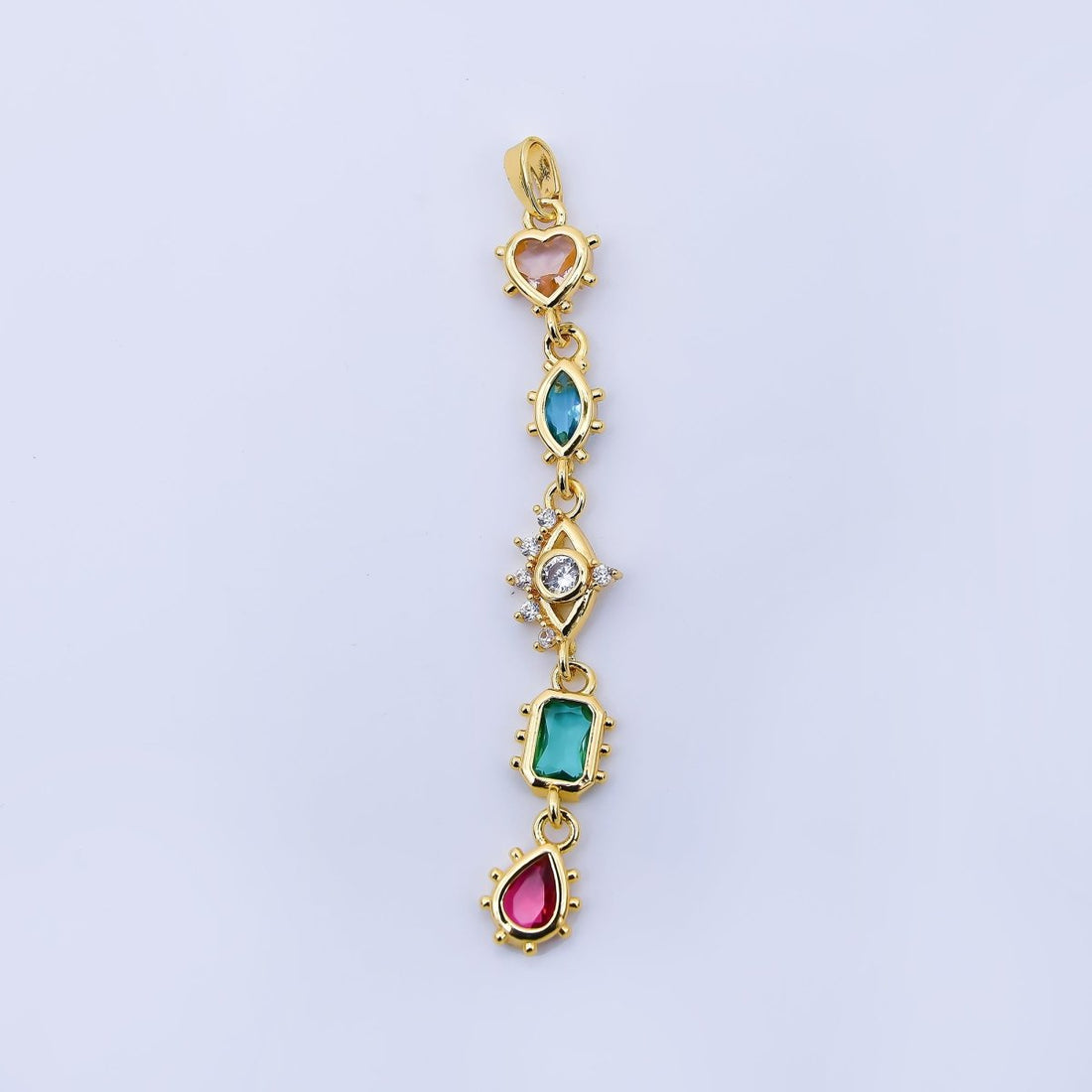 24K Gold Filled Multi Color Shape CZ Drop Charm Pendant Heart, Marquise &amp; Teardrop Design in Gold or Silver AA1673