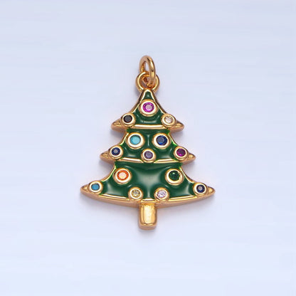 24K Gold Filled Multi Colored CZ Christmas Tree Charm | X-785