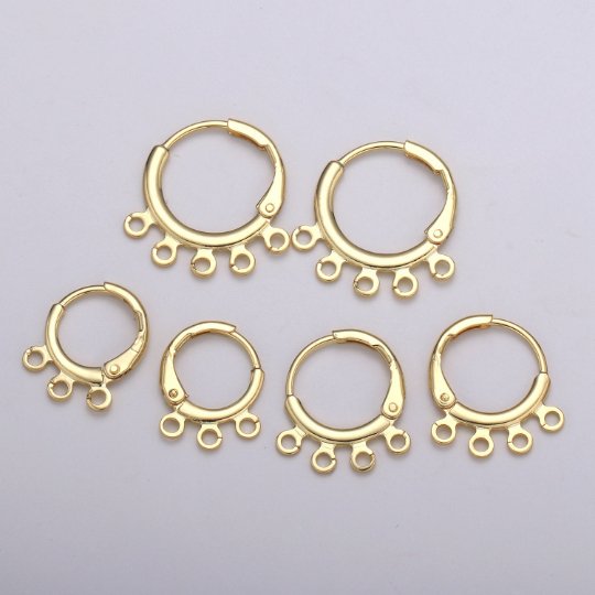 24K Gold Filled Multi loop Connector Open Link Earring Component, Earring Chandelier for Charm 2,3,4,5 hole Open Link Lever Back Earring K-642 K-668 K-706 K-731