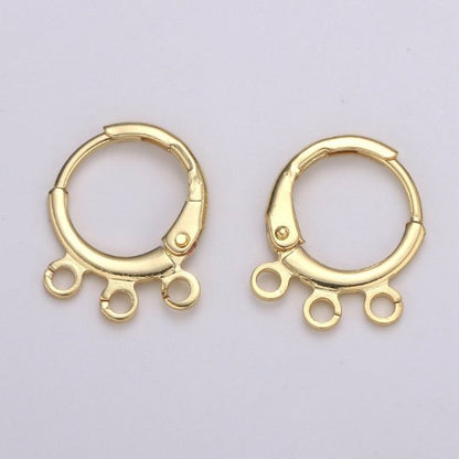 24K Gold Filled Multi loop Connector Open Link Earring Component, Earring Chandelier for Charm 2,3,4,5 hole Open Link Lever Back Earring K-642 K-668 K-706 K-731
