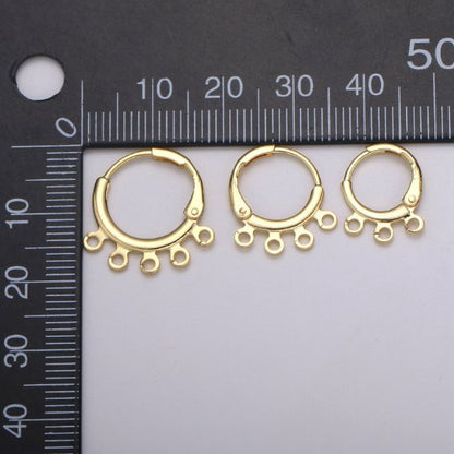 24K Gold Filled Multi loop Connector Open Link Earring Component, Earring Chandelier for Charm 2,3,4,5 hole Open Link Lever Back Earring K-642 K-668 K-706 K-731