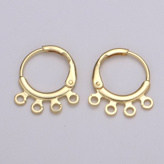 24K Gold Filled Multi loop Connector Open Link Earring Component, Earring Chandelier for Charm 2,3,4,5 hole Open Link Lever Back Earring K-642 K-668 K-706 K-731