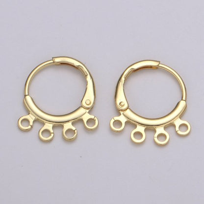 24K Gold Filled Multi loop Connector Open Link Earring Component, Earring Chandelier for Charm 2,3,4,5 hole Open Link Lever Back Earring K-642 K-668 K-706 K-731