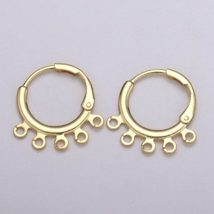 24K Gold Filled Multi loop Connector Open Link Earring Component, Earring Chandelier for Charm 2,3,4,5 hole Open Link Lever Back Earring K-642 K-668 K-706 K-731