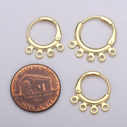 24K Gold Filled Multi loop Connector Open Link Earring Component, Earring Chandelier for Charm 2,3,4,5 hole Open Link Lever Back Earring K-642 K-668 K-706 K-731