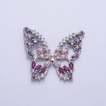 24K Gold Filled Multicolor, Clear Marquise Butterfly Pendant in Gold &amp; Silver | AA215 AA216 AA221 AA222