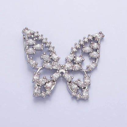 24K Gold Filled Multicolor, Clear Marquise Butterfly Pendant in Gold &amp; Silver | AA215 AA216 AA221 AA222