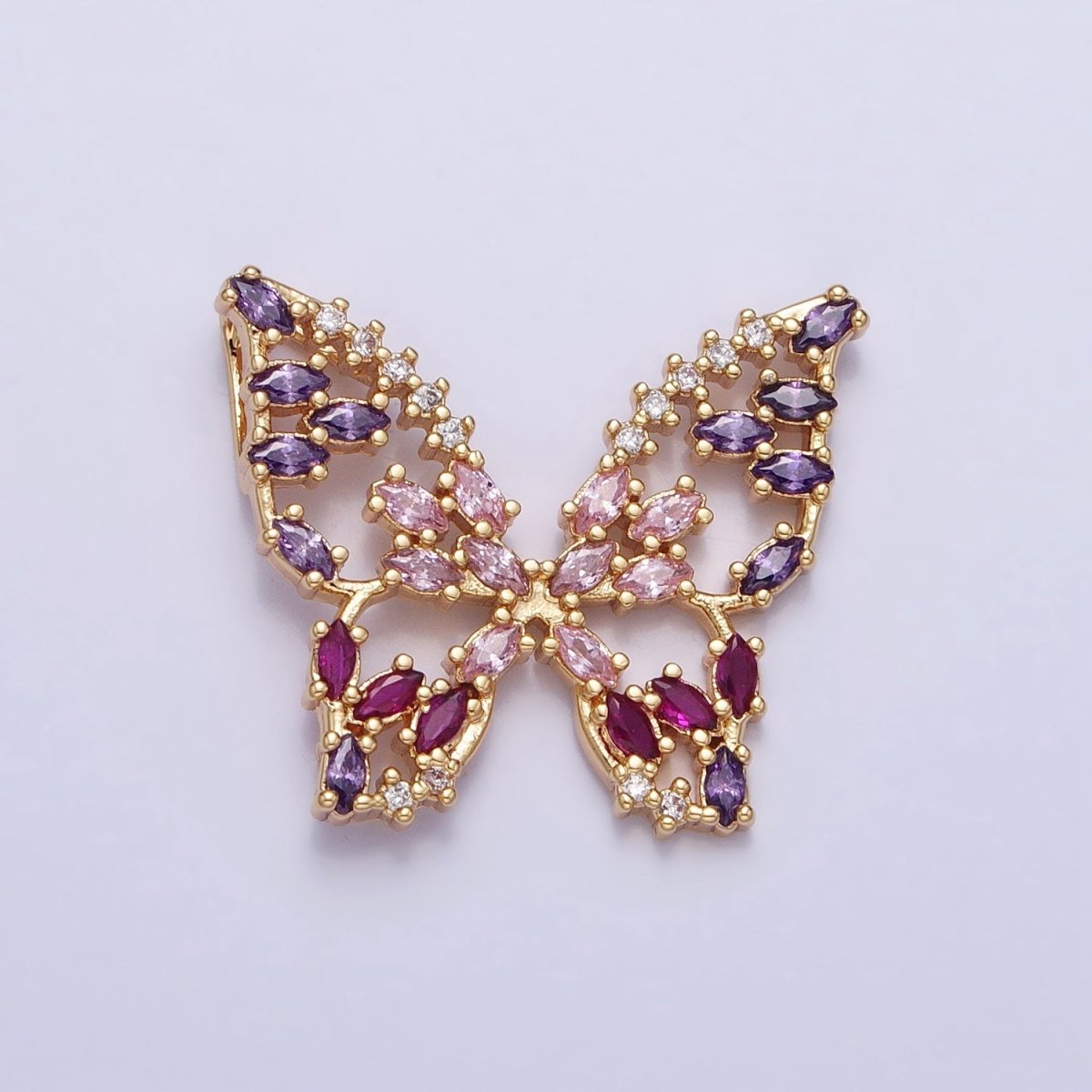 24K Gold Filled Multicolor, Clear Marquise Butterfly Pendant in Gold &amp; Silver | AA215 AA216 AA221 AA222