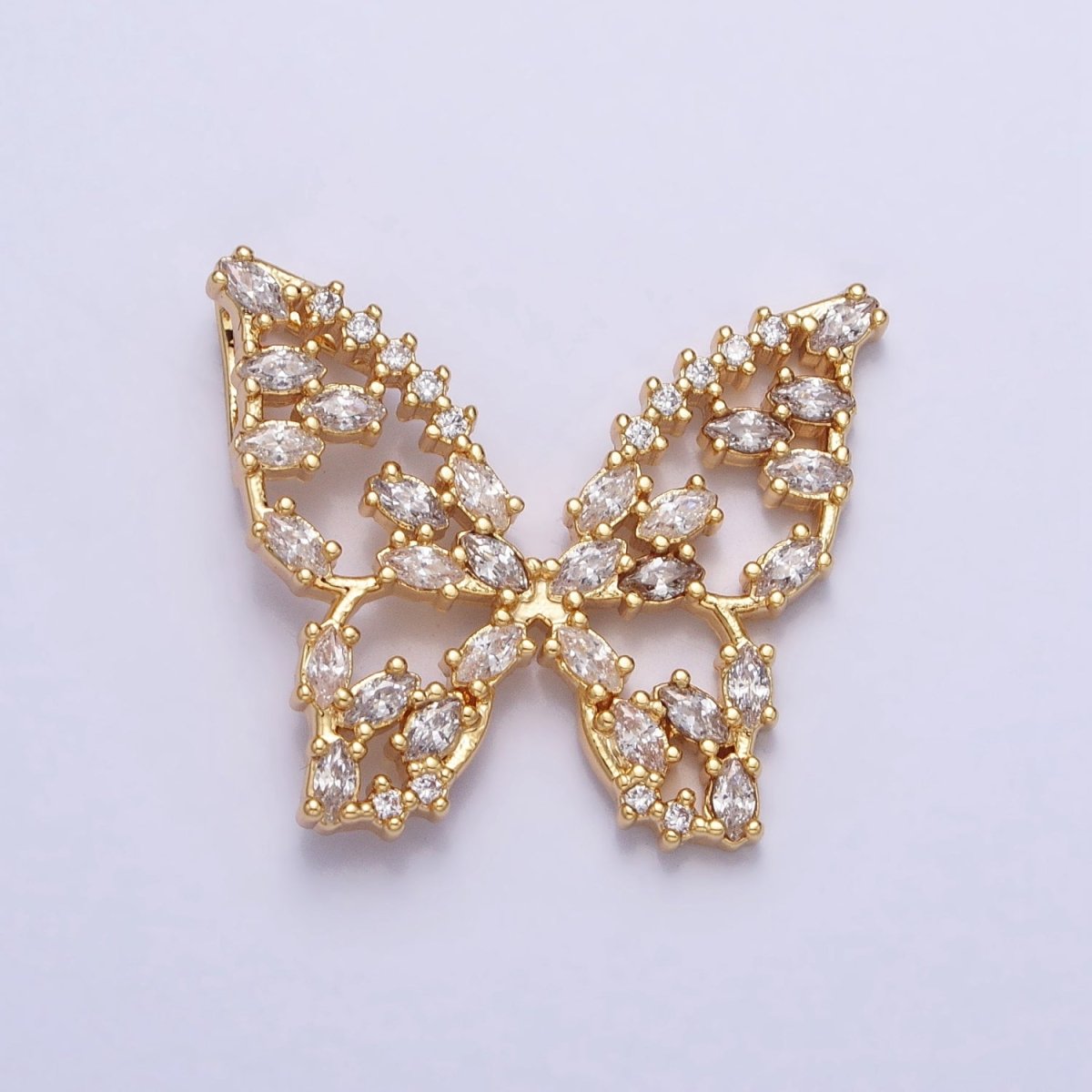 24K Gold Filled Multicolor, Clear Marquise Butterfly Pendant in Gold &amp; Silver | AA215 AA216 AA221 AA222