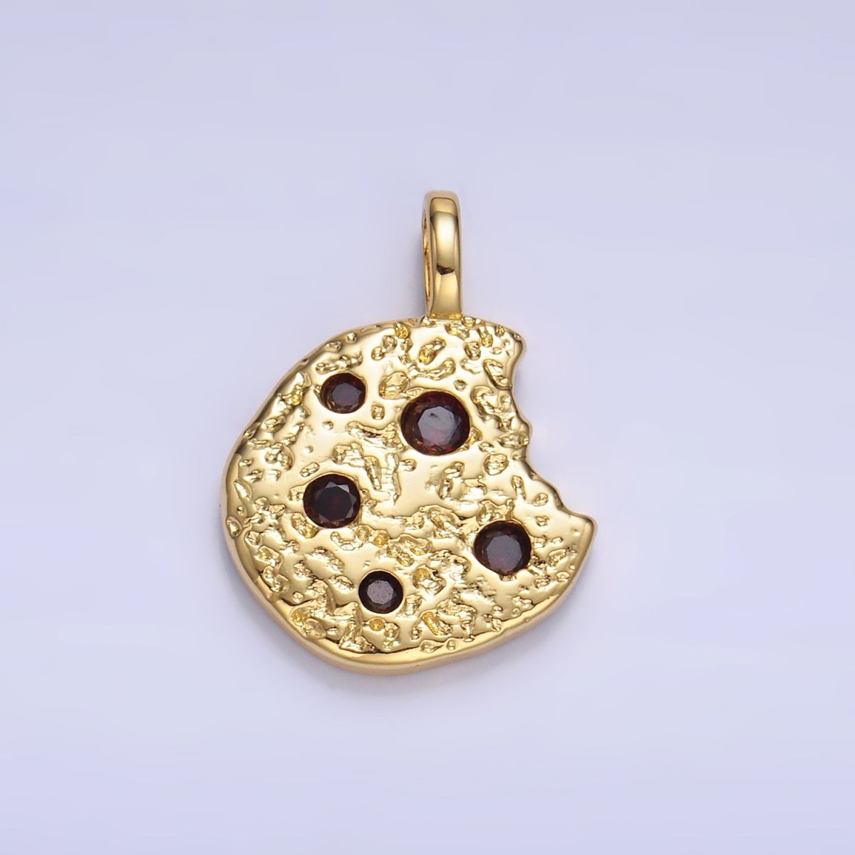 24K Gold Filled Multicolor CZ Bitten Cookie Food Pendant in Gold &amp; Silver | AA1427