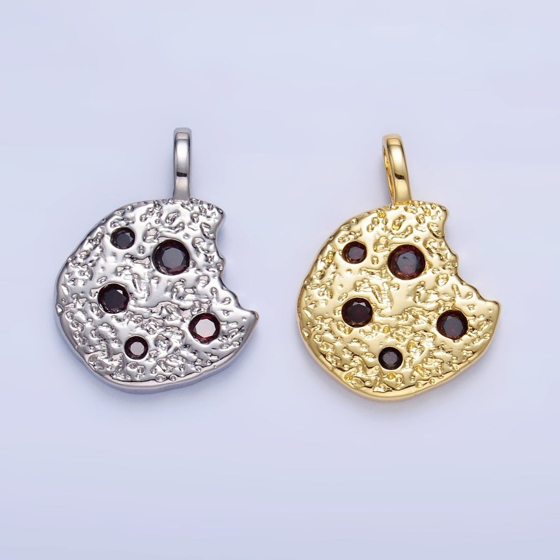 24K Gold Filled Multicolor CZ Bitten Cookie Food Pendant in Gold &amp; Silver | AA1427